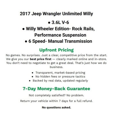 2017 Jeep Wrangler Unlimited Willy Wheeler 4x4