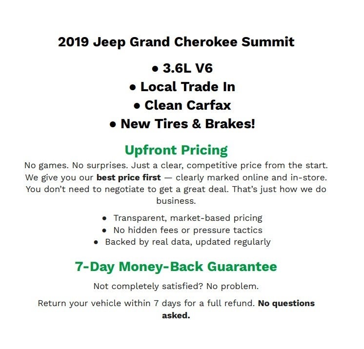 2019 Jeep Grand Cherokee Summit 4x4