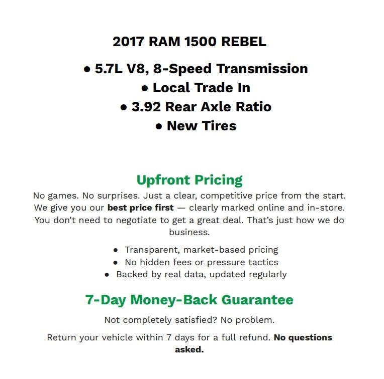 2017 RAM 1500 Rebel Crew Cab 4x4 5'7' Box