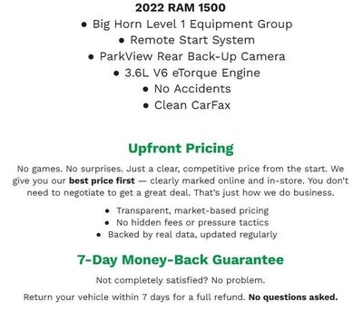 2022 RAM 1500 Big Horn Quad Cab 4x4 6'4' Box