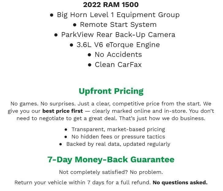 2022 RAM 1500 Big Horn Quad Cab 4x4 6'4' Box
