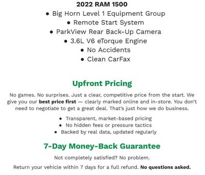 2022 RAM 1500 Big Horn Quad Cab 4x4 6'4' Box