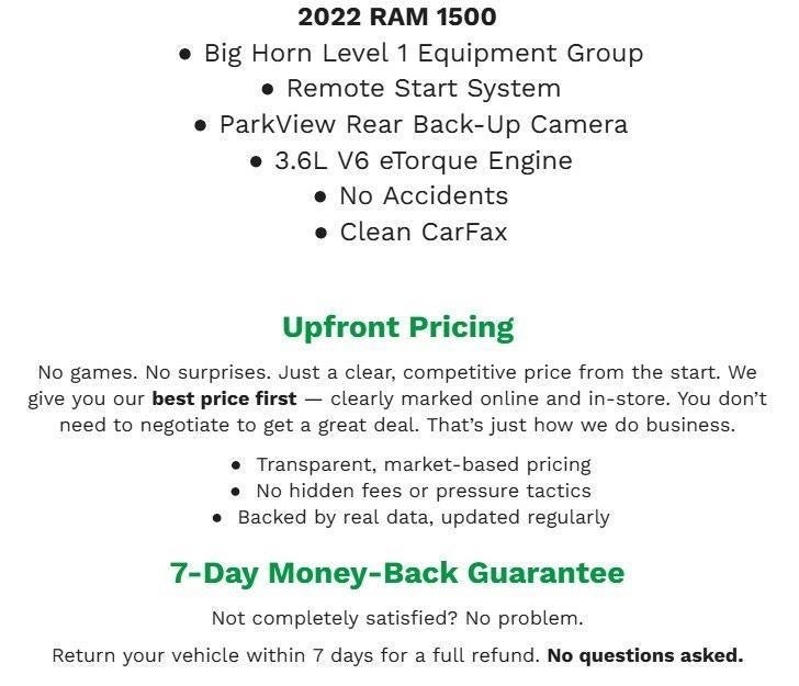2022 RAM 1500 Big Horn Quad Cab 4x4 6'4' Box