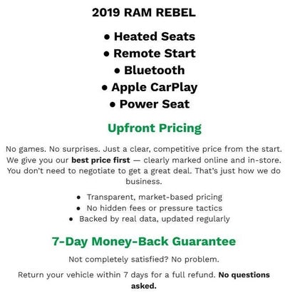 2019 RAM 1500 Rebel 4x4 Crew Cab 5'7 Box