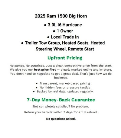2025 RAM 1500 Big Horn Crew Cab 4x4 6'4' Box