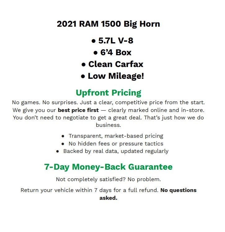 2021 RAM 1500 Big Horn Crew Cab 4x4 6'4' Box