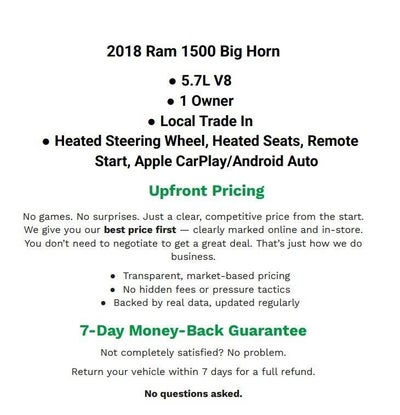 2018 RAM 1500 Big Horn Crew Cab 4x4 5'7' Box