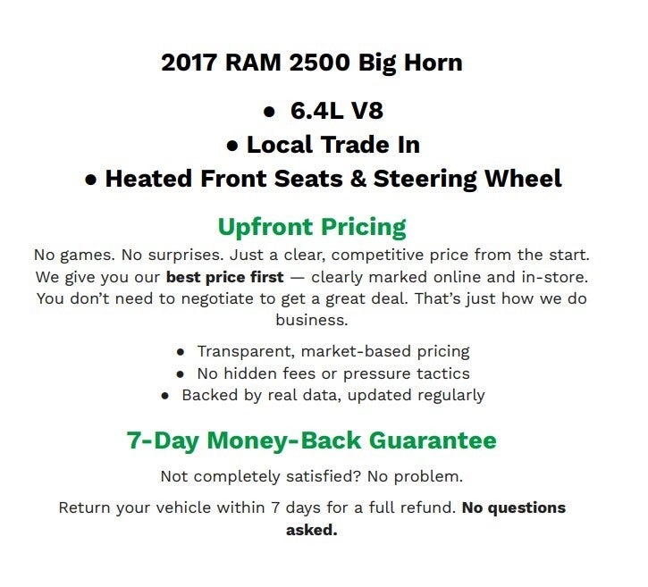 2017 RAM 2500 Big Horn Crew Cab 4x4 6'4' Box